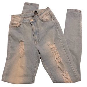 High Waisted Distressed Jeans